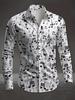 Camisa de manga larga para hombre estilo nota musical camisa estampada para niños camisa de hombre nota musical estilo clásico blanco y negro