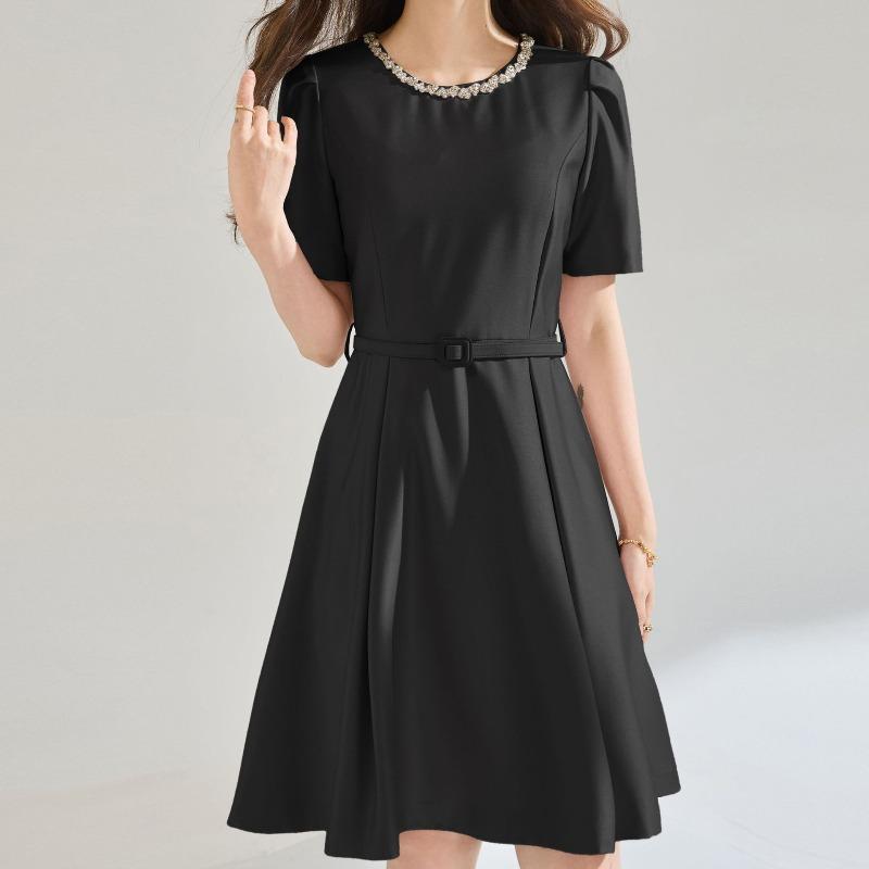 

Summer new feeling waist and thin temperament elegant celebrity style pink dress women XL чорний
