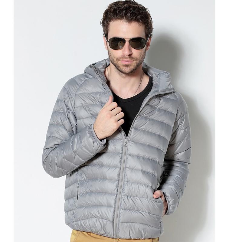 Men White Duck Down Jacke New Portable Hooded Down Coat Ultralight Men Winter Coat Warm Thermal Down Parkas Light Jacket