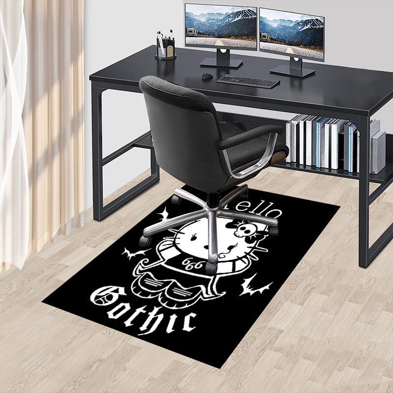 1pc Hello Kitty Gothic Home Office, Durable Polyester Floor Mat with Easy, Office Decor, Urban Style, Nonslip Backing, Highquality Fabric