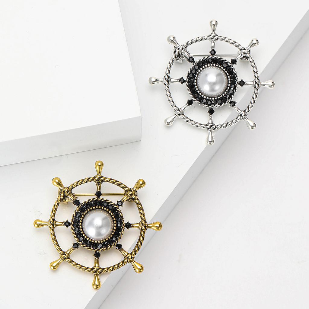 Kreativ Marine Stil Legering Perle Ror Brosje Utsøkt Herredress Frakk Korsasje Ornament Nål