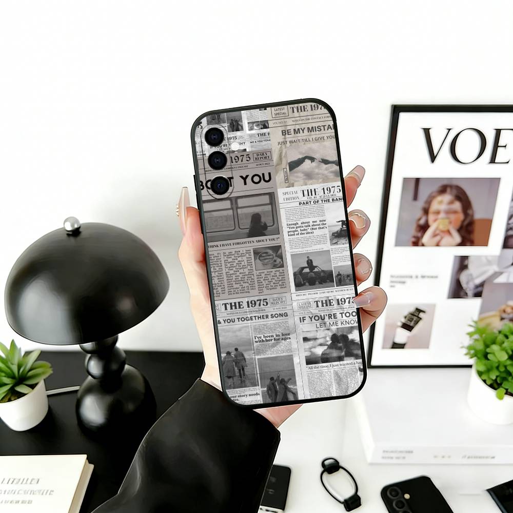 Vintage Newspaper Print Phone Case Black Silicone Soft For Samsung Galaxy A73,A72,A71,A70,A53,A52,A51