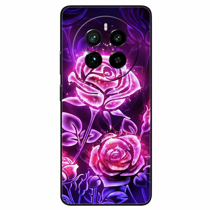 For Realme 12 4G Case Black Silicone Lovely Cute Soft TPU Phone Cases On Realme12 4G Protect Bumper Cover Shell Coques 6.67''