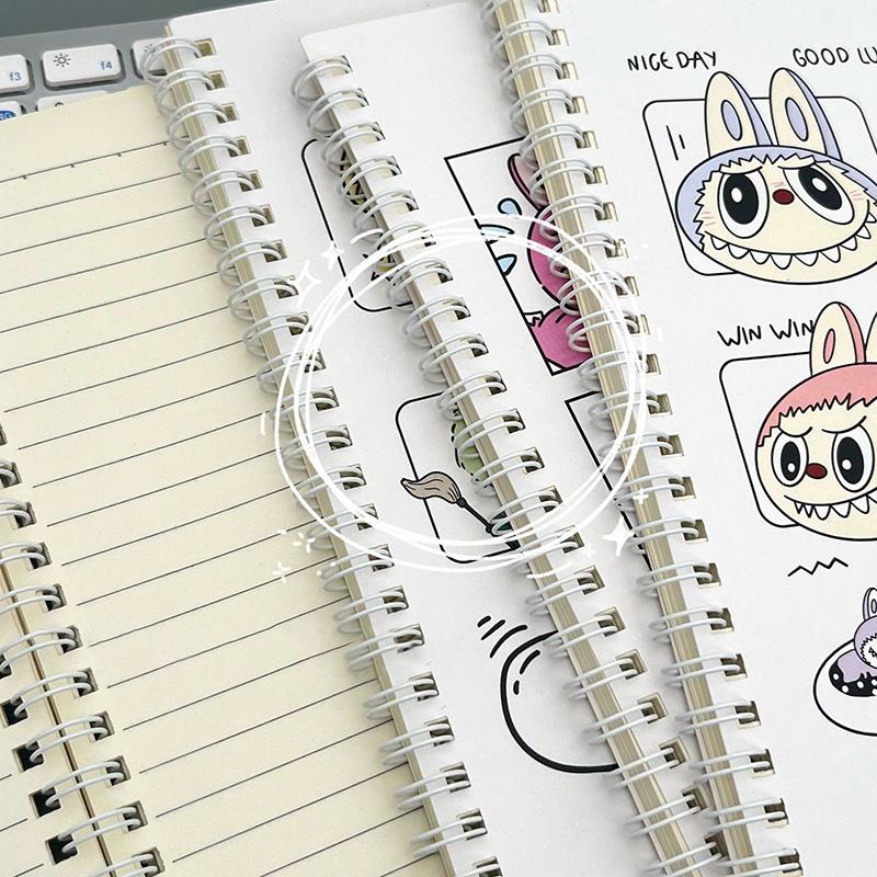 Cartoon Labubu A5 Coil Notebook Student Cute Exercise Book Learning Stationery Notepad Diary