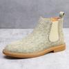 Bottines Chelsea pour hommes en velours noir et marron, chaussures habillées à la cheville haute, chaussures de marche pour hommes, bottes habillées Chelsea résistantes à l'usure Botas de Hombre