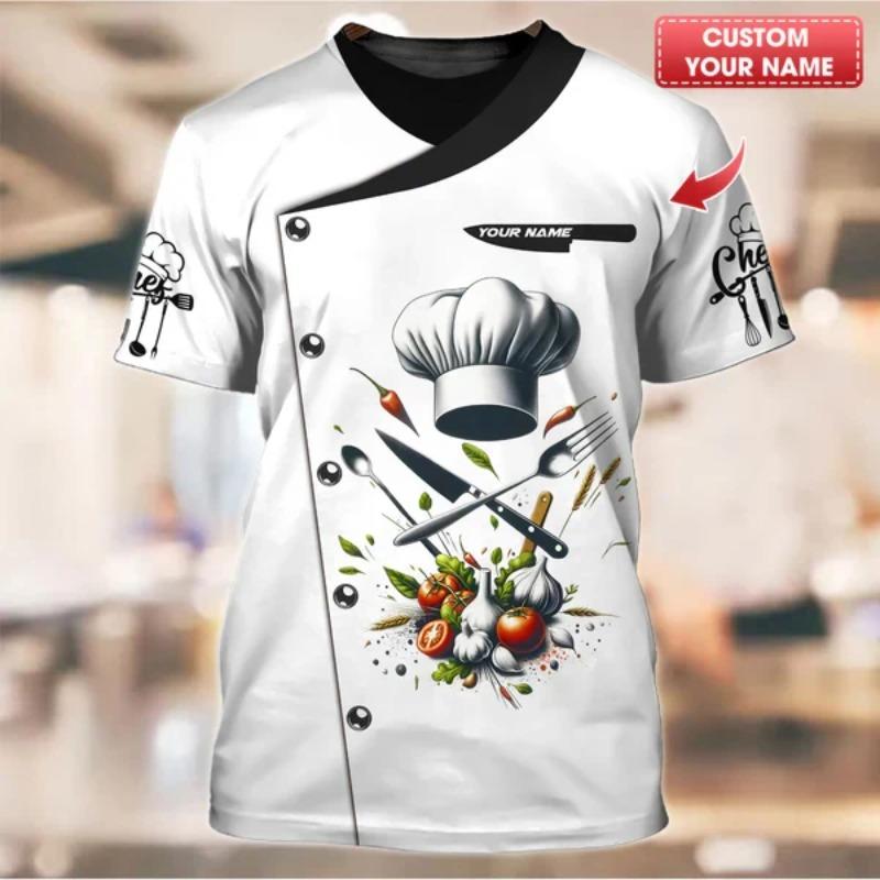 2025 Neue Designs Koch 3D-Druck T-Shirt Personalisiert Individueller Name T-Shirts Uniform Kurzarm Locker Schnelltrocknend T-Shirts Unisex Oberteile