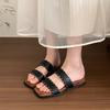 Fashion French Retro Rivets Slippers for Women Summer Outside Wear Flat Bottom Slides Seaside Holiday Leisure Beach Sandals