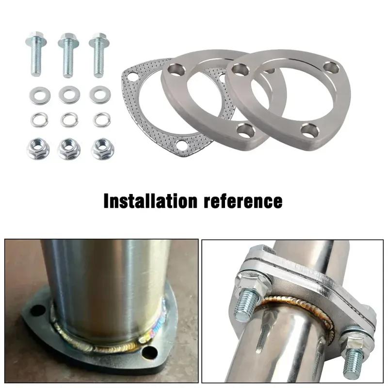 Stainless Steel Exhaust Muffler Weld Flange Connection Joint 3-Bolt 2/2.5/3 Inch with Gasket for Automotive Aftermarket