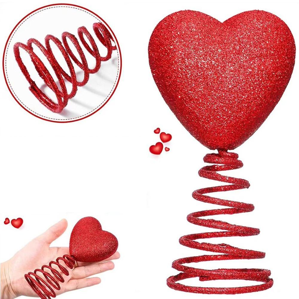Red Heart Heart Tree Topper Coil Spring Heart Treetop Ornament  Christmas Holiday