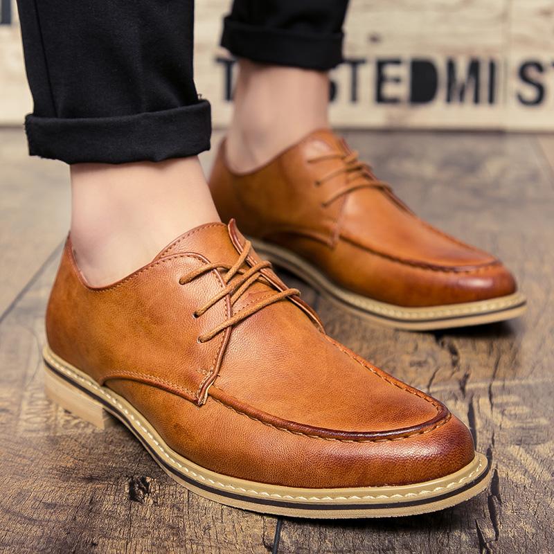 Fashion Leisure New Style  Leather Shoes for Men Business Shoe Lace Up Gentleman  Male Wedding Party Classic Black Walking Shoes