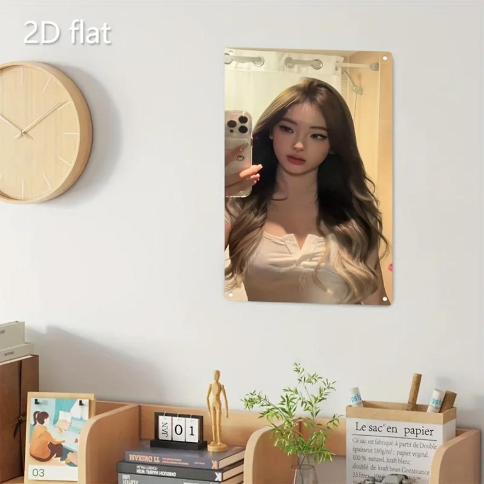 Korean Metal Wall Art Sign, Women Beauty Cafe Bar Decor, K-Drama Gift with Easy Mount Holes