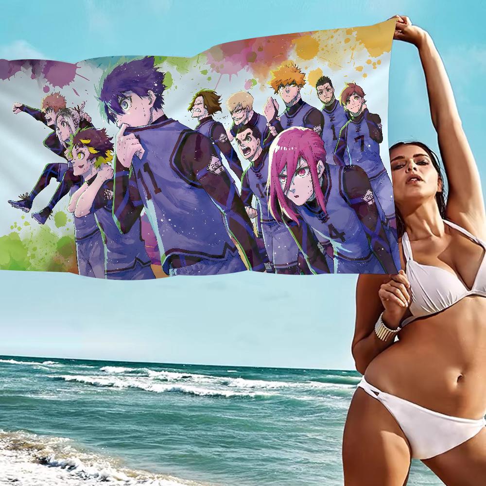 Anime Blue Lock Microfiber Blanket Quick Drying Beach Towels Oversized Printing Super Absorbent Pool Towel Blanket