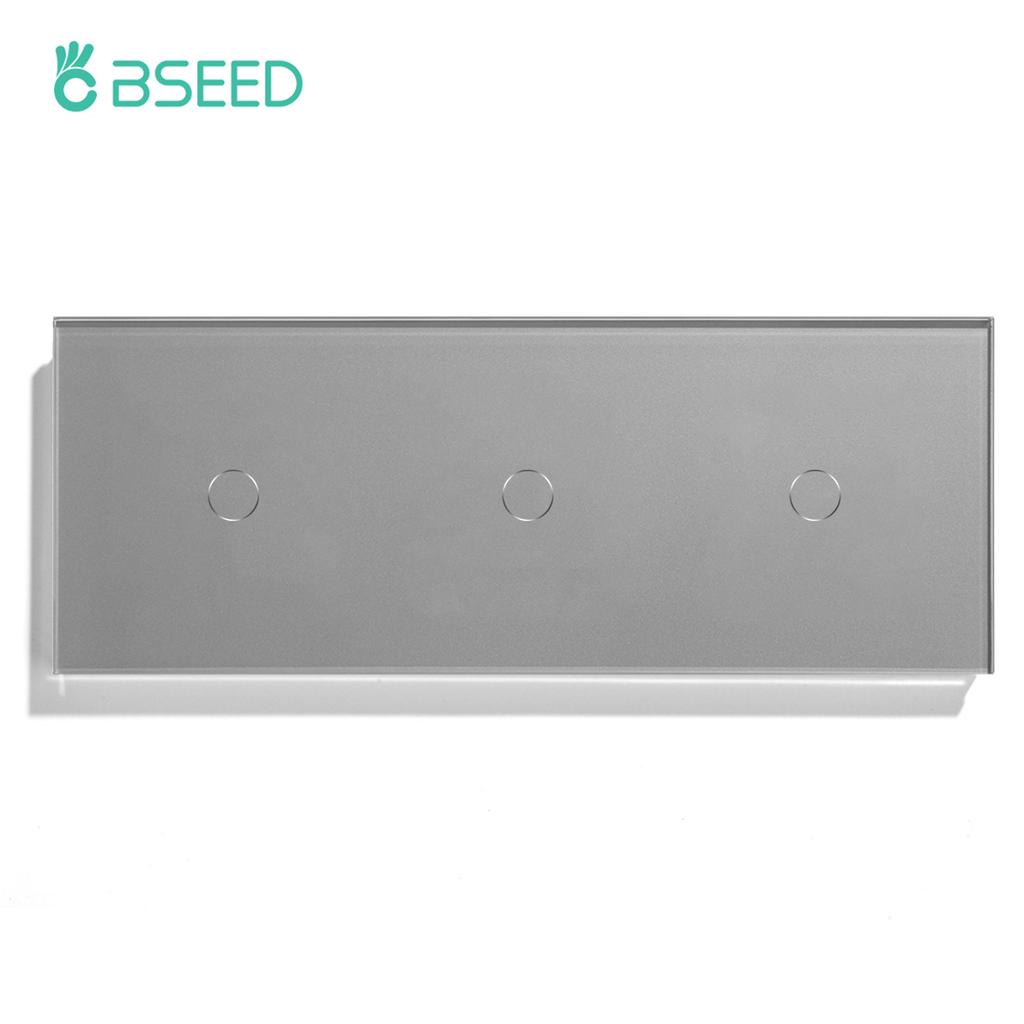 BSEED 1/2/3Gang Touch Light Switches 1/2/3Way Stair Sensor Switches For Hallway Corridor With Socket EU Standard Glass Panels