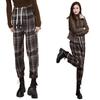 Autumn/Winter Women's High Waist Haren Pants with Plush Thickened Checkered Casual Pants