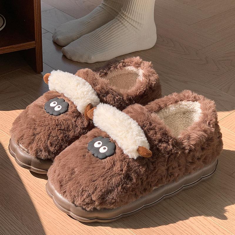 Cotton Slippers Women's Winter New Mao Mao Confinement Shoes Indoor Home All-inclusive Heel Cotton Shoes Men's Winter