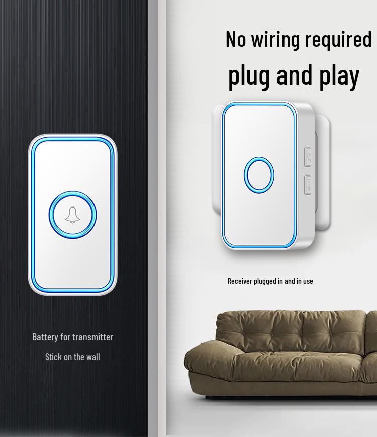 Wireless Home Doorbell with Remote Control, Ultra-Long Range, Waterproof Chime, 4-in-1 Design, Ideal for Elderly Use