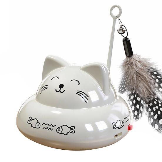 Electric Cat Interactive Toy with Feather Bell Automatic Moving Cat Teaser Boredom белый