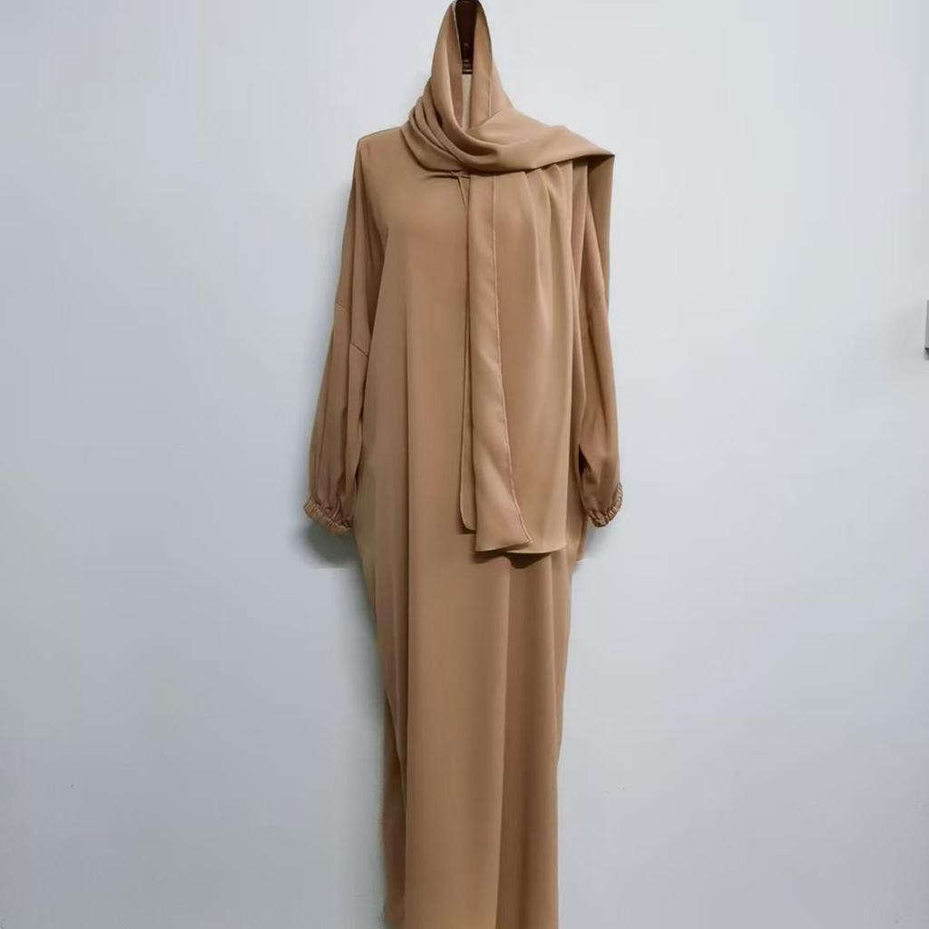 Yiduo Duo New Middle East Hijab Long Robe - Solid Color Simple Dress 21499
