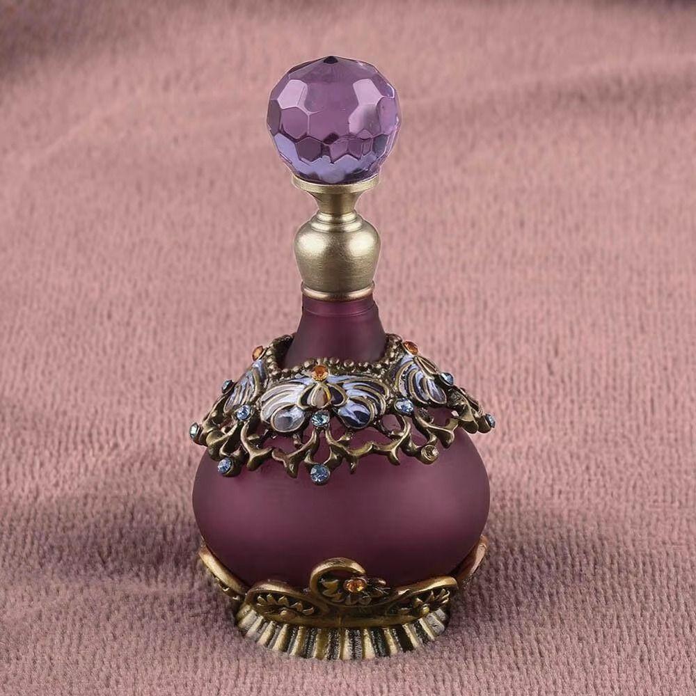 Vintage Empty Bottle Refillable Decorative Empty Glass Jar Luxury Crystal Inlayed Glass Oil Dropper Bottles Bedroom Decor