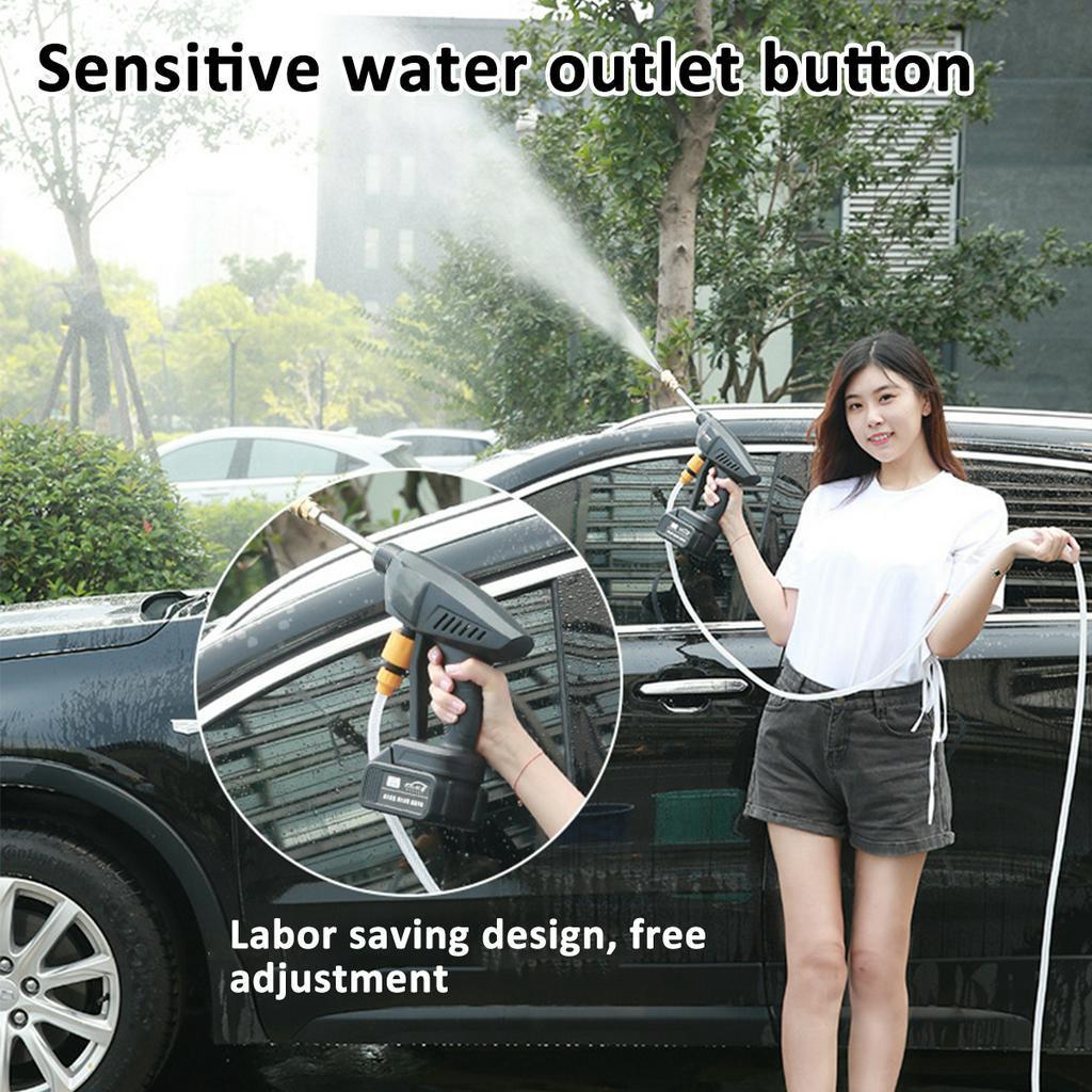 156/200W 100-240V 12V/25V Cordless Pressure Cleaner Car Washer & Water Hose Nozzle 2 Battery Outdoor