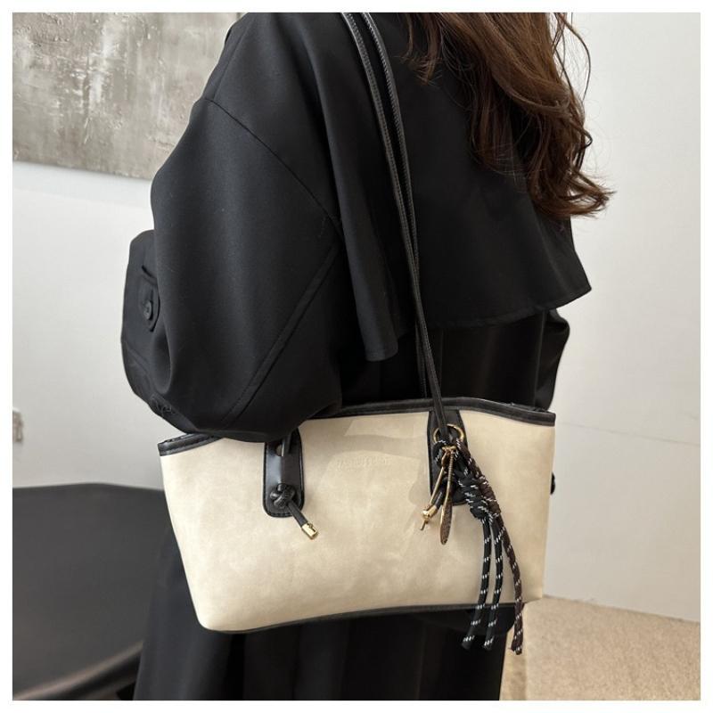 Women PU Leather Shoulder Bag Vintage Large Capacity Handbag Multi Functional Commuting Tote Bag High Looks Women's Bag