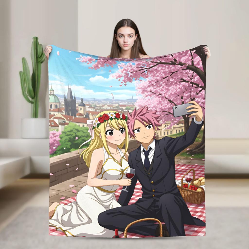 Fairy Tail Warm Soft Blanket Japanese Anime Travel Plush Throw Blanket Aesthetic Couch Chair Flannel Bedspread Sofa Bed Cover