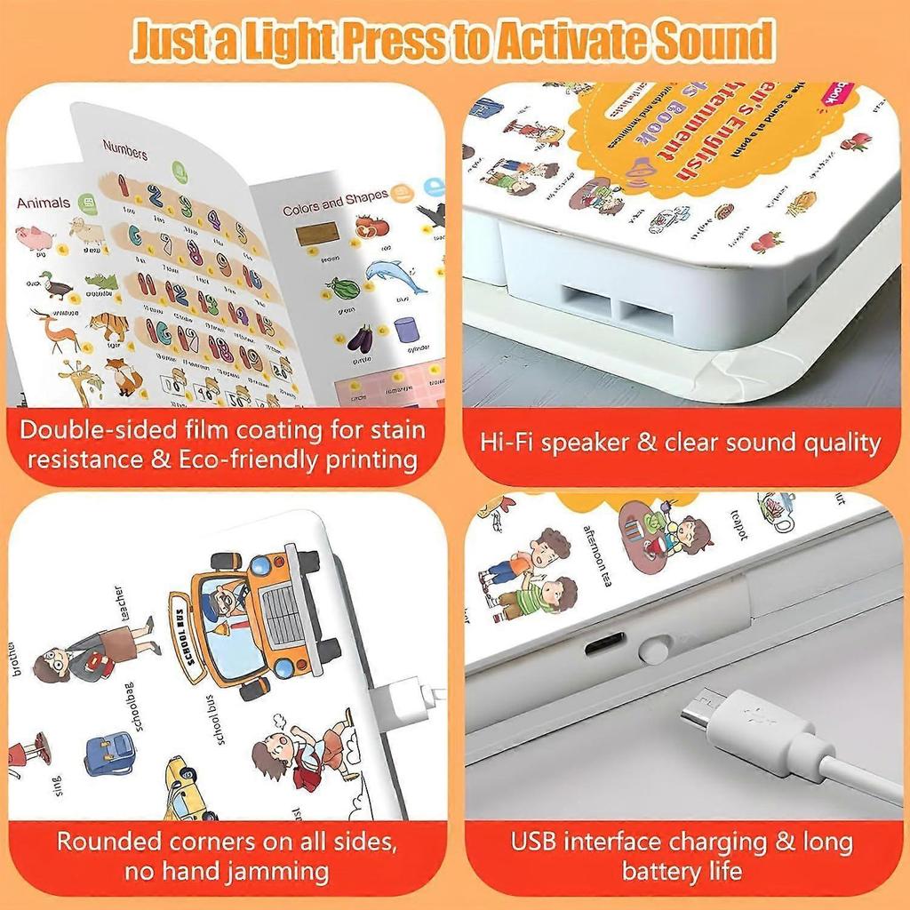 500-Wort Audio Lernbuch, Englisches Wort-Soundbuch für Kinder Kleinkinder 2,3,4,5,6 Jahre alt, 500+ Wörter Sprechende Interaktive Audiobücher für Frühes Lernen