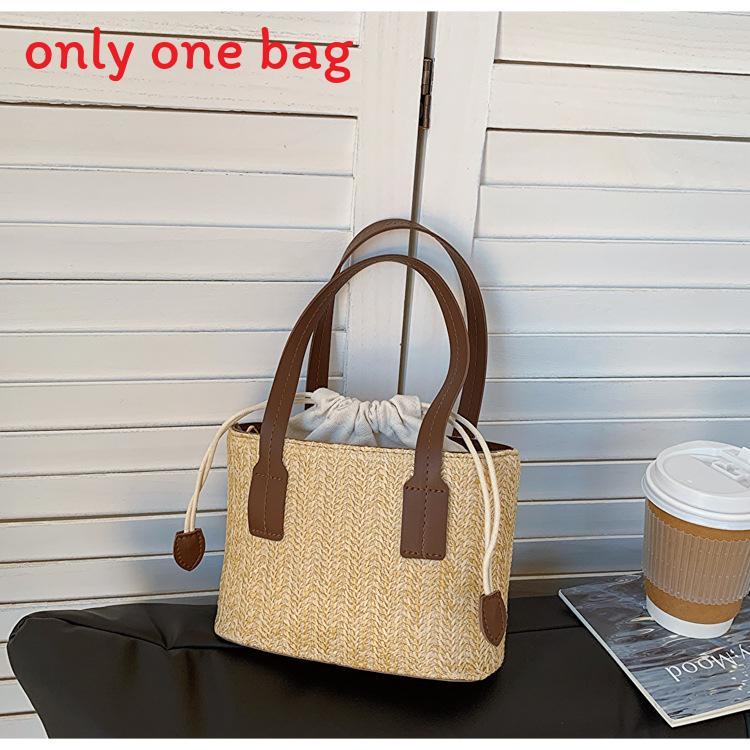 

Summer Korean Woven Handbag With Pu Material For Casual Vacation Women Deep Brown