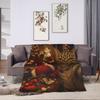 Cat Selfie with Santa Flannel Blanket Winter  Soft Bedding Throws for Child Couch Chair Funny Bedspread Sofa Bed Cover