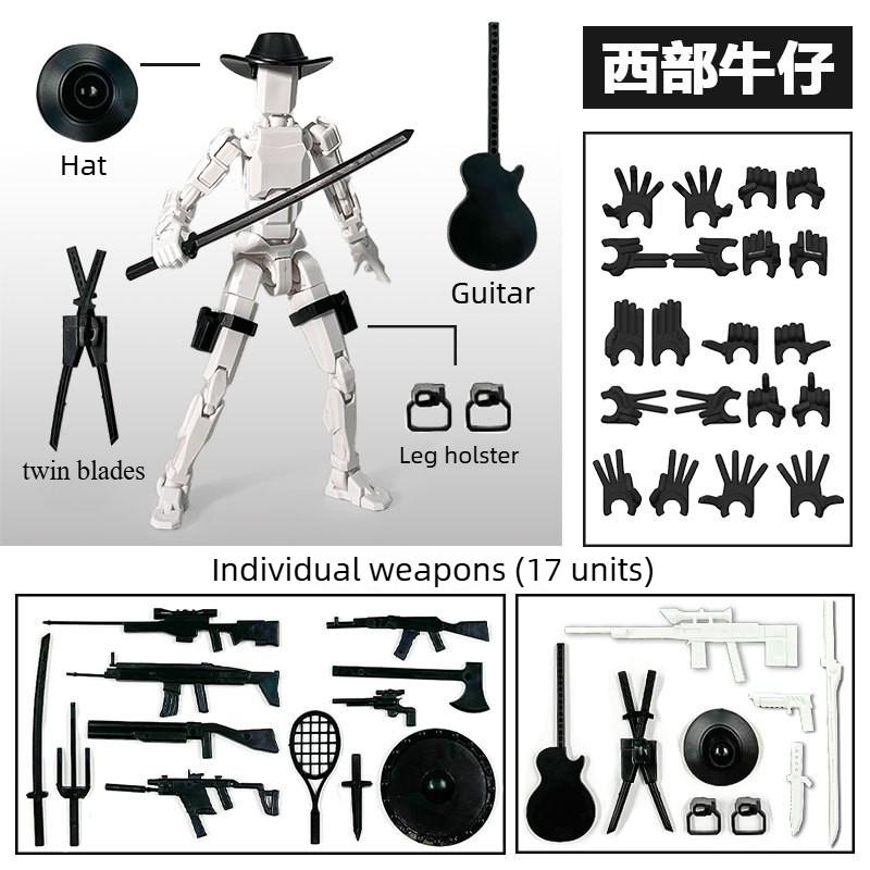 3D Printed Toy Western Cowboy Model Lucky13 Action Figure Dummy T13 Toy Doll Robot Assembly Model Decoration Desktop Decoration