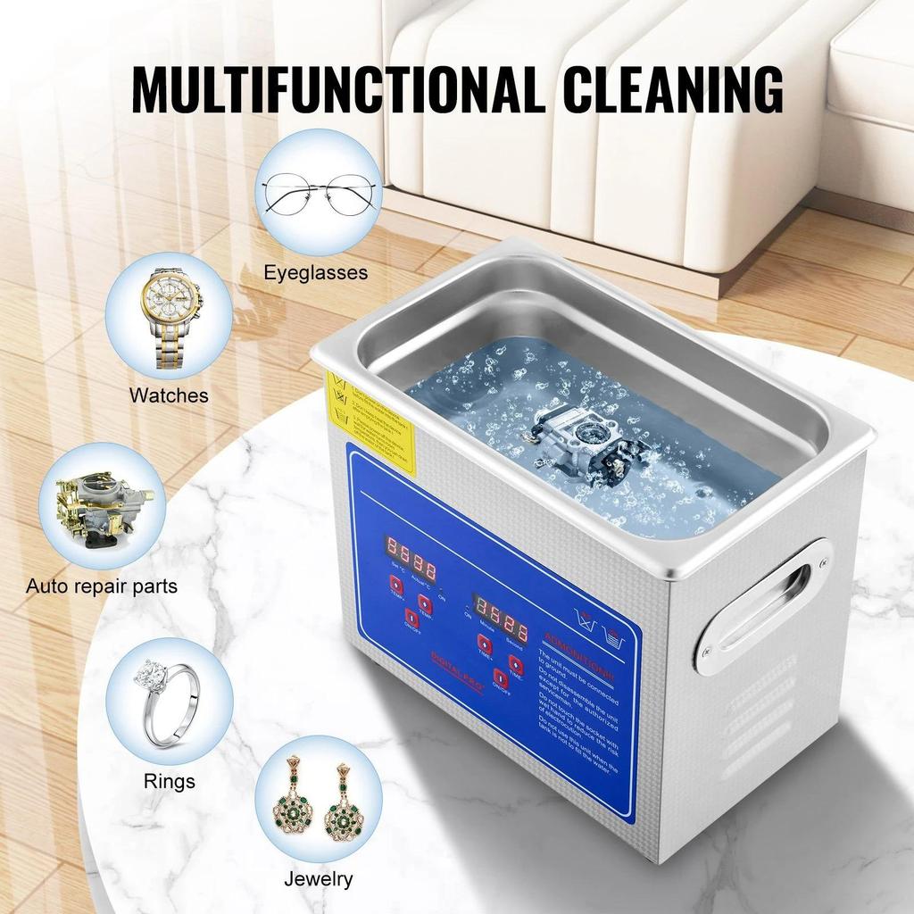 3L Ultrasonic Cleaner Machine Stainless Steel Ultrasonic Cleaning Machine Digital Heater Timer Jewelry Cleaning for Home