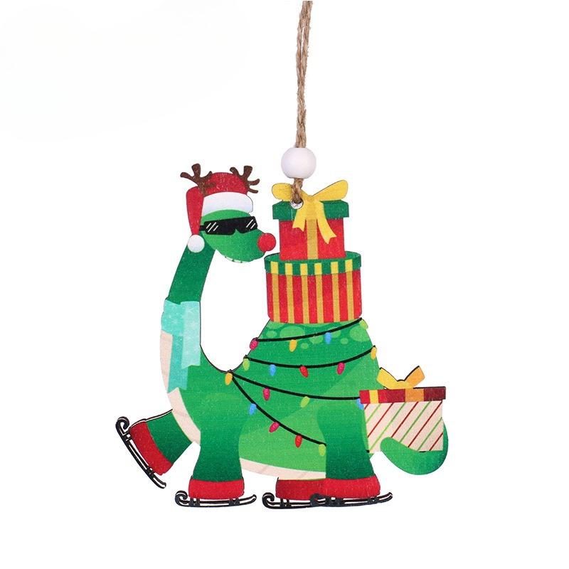 Christmas Decorations: Christmas Dinosaur Wooden Pendant, Christmas Tree Accessories