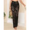 Sexy Sheer Lace Flared Pants European and American Sexy Perspective Flower Lace Pants Trumpet pants Trousers