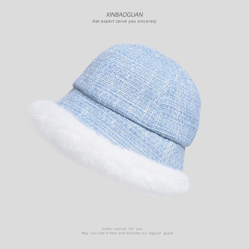 2023 Fluffy Bucket Hat Women Winter Warm Thicken Cold Protection Fisherman Cap High Quality Plush Thieken Fashion Ladies Panama Hat