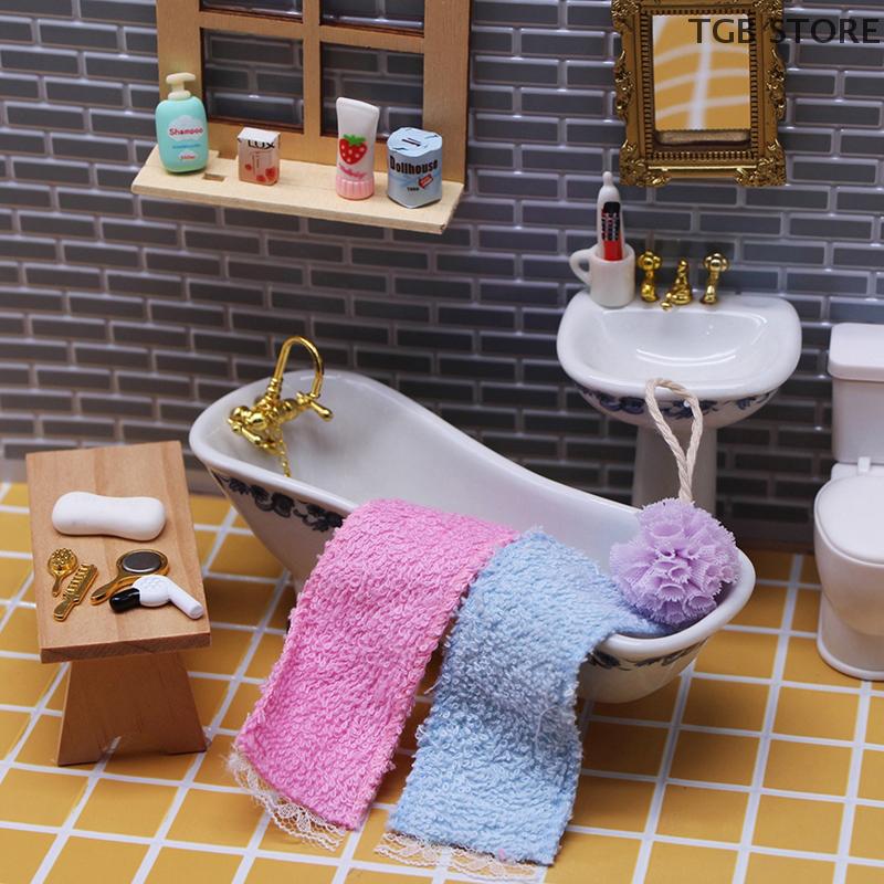 Miniature Practical Bathroom Hair Dryer Mirror Model Kits Accessory Doll House Toys Mini Bathroom Dressing Tool Accessories