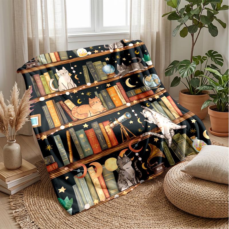 

Cats in the Garden at Night blanket Personalized Name Flannel Blanket Soft Cozy Plush Throw for Sofa Bed Lightweight Home Decor 75x90cm