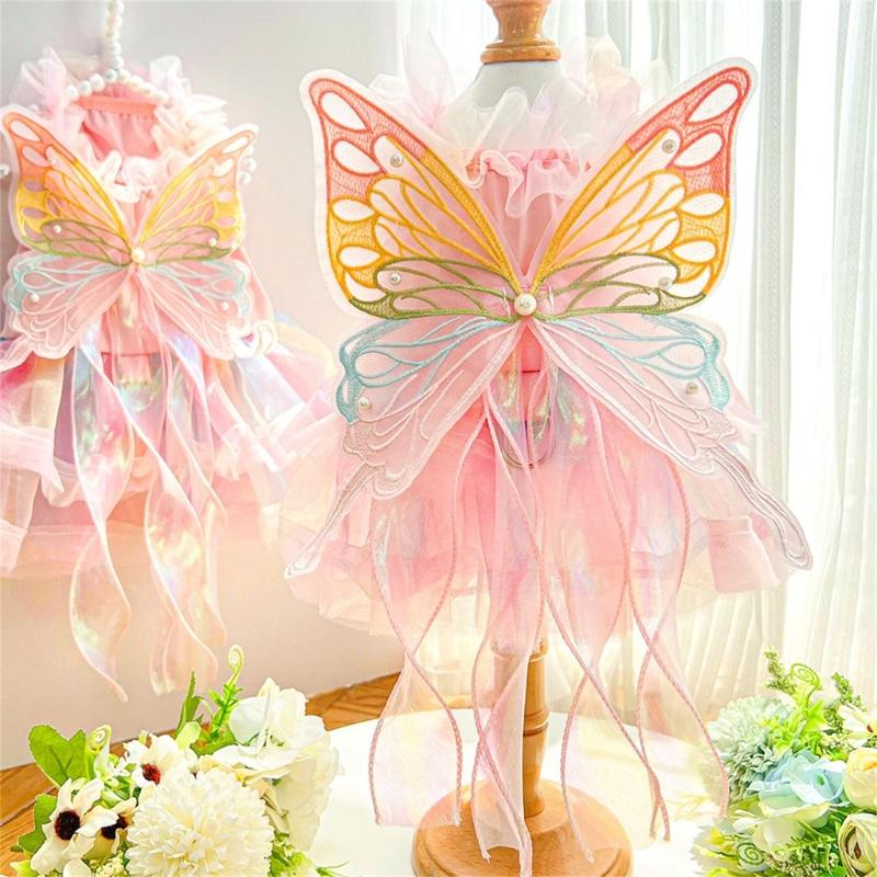 Pet Princess Gown for Cats and Small Dog Easy To Wear Butterfly Designs Cats Dress for Pet Birthdays and Photoshoots