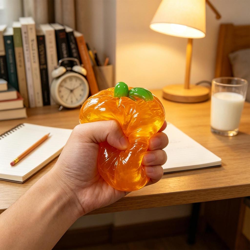 Creative Transparent Fluid Stress Relief Toy Squeeze Orange Shape Sensory Fidget Toy for Anxiety and Focus with Soft Flexible Material