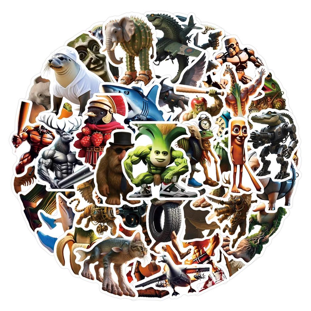 50 American Shan Hai Jing Cartoon Graffiti Stickers for Luggage, Water Bottles, and Scooters