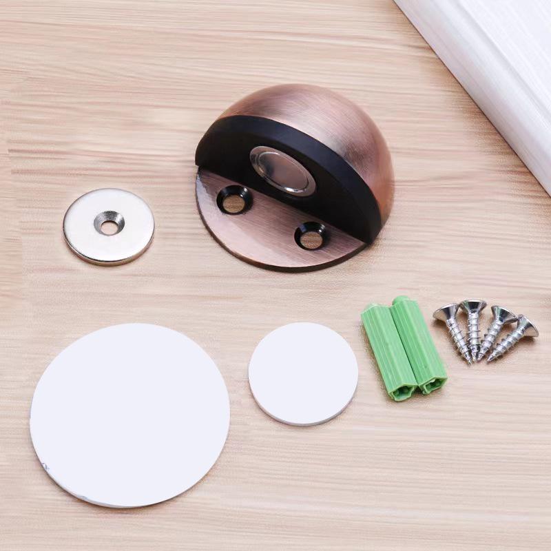 Genuine Stainless Steel Magnetic Door Stopper with Rubber Semi-Circular Anti-Collision Design