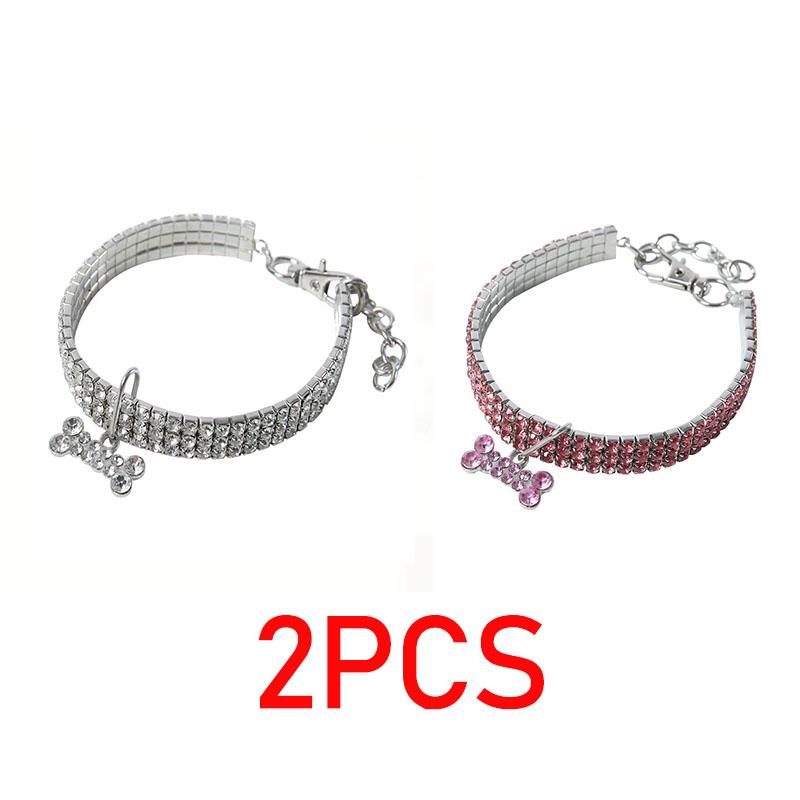 Collier pour chiot pour chiens Collier Bijoux Strass Chihuahua Bijoux Cristal Réglable Texte Gravé Collier pour chien GXQ08