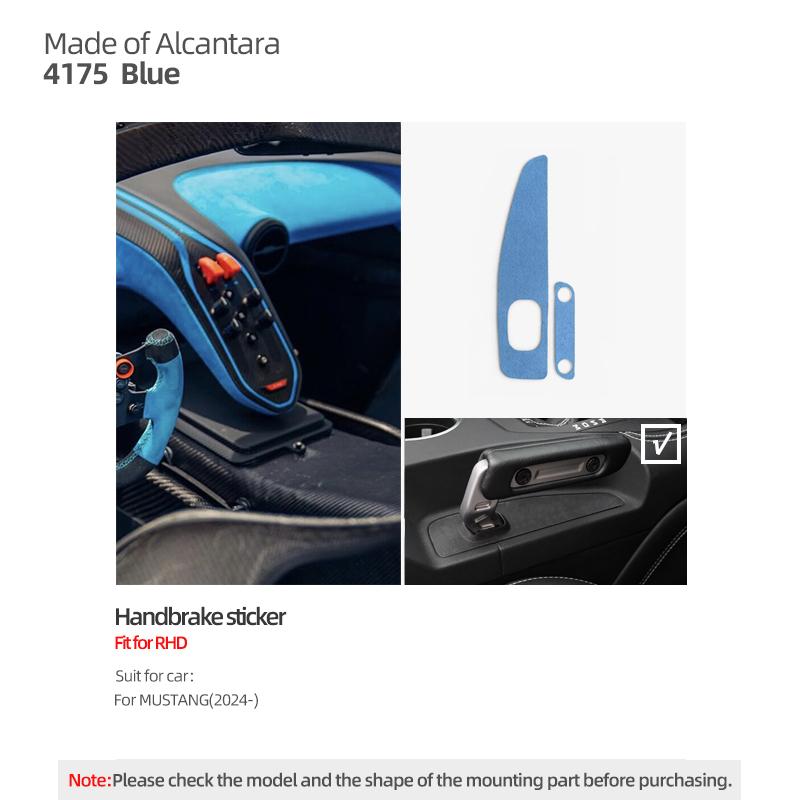 For Ford Mustang GT 2025- Made of Alcantara/Carbon Fiber Leather Handbrake Panel Trim Sticker Car Interior Tuning Accessories