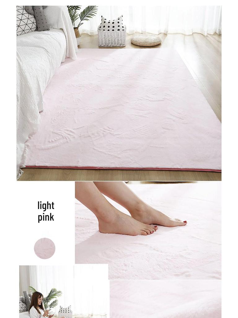 Covor de pluș imitație blană de iepure pentru sufragerie, dormitor sau fereastră de colț – Lavabil la mașină, gros și acoperire completă.