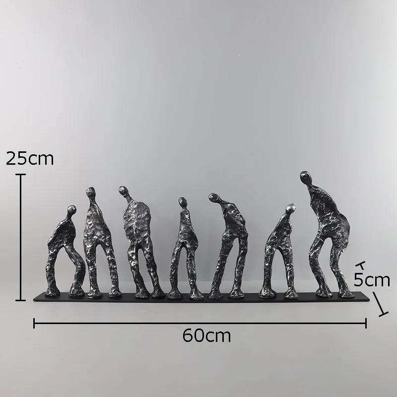 Семь Человек Черные Чугунные Фигурки Скульптура Настольное Украшение Поделки Украшения Абстрактные Фигуры Статуя Комнатный Эстетический Декор