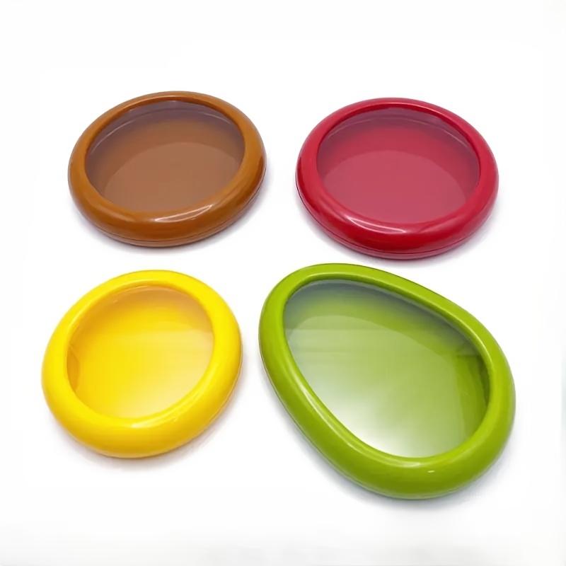 

[Многоразовые контейнеры для еды] Многоразовые контейнеры для сохранения свежести продуктов - 4 шт., Растягивающиеся крышки из ТПУ, Моющиеся, Набор прозрачных контейнеров для хранения продуктов 4pcs/set