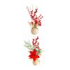 Desktop Xmas Tree Decoration with Red Berries and Burlap Base Mini Christmas Decor for Home Office Party