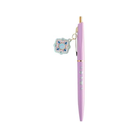 KUNIKA X GreenFlash Ballpoint Pen with Charm, Purple KG-056, Acrylic Cookie Charm, Ultra-Low Viscosity Oil-Based Ink, Black