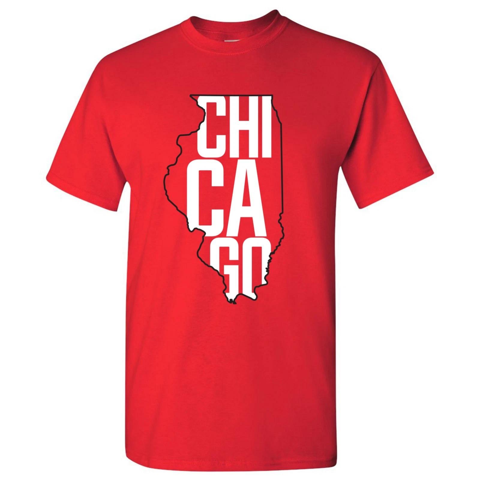 Chicago Basketball State Outline Unisex T-Shirt - Red S