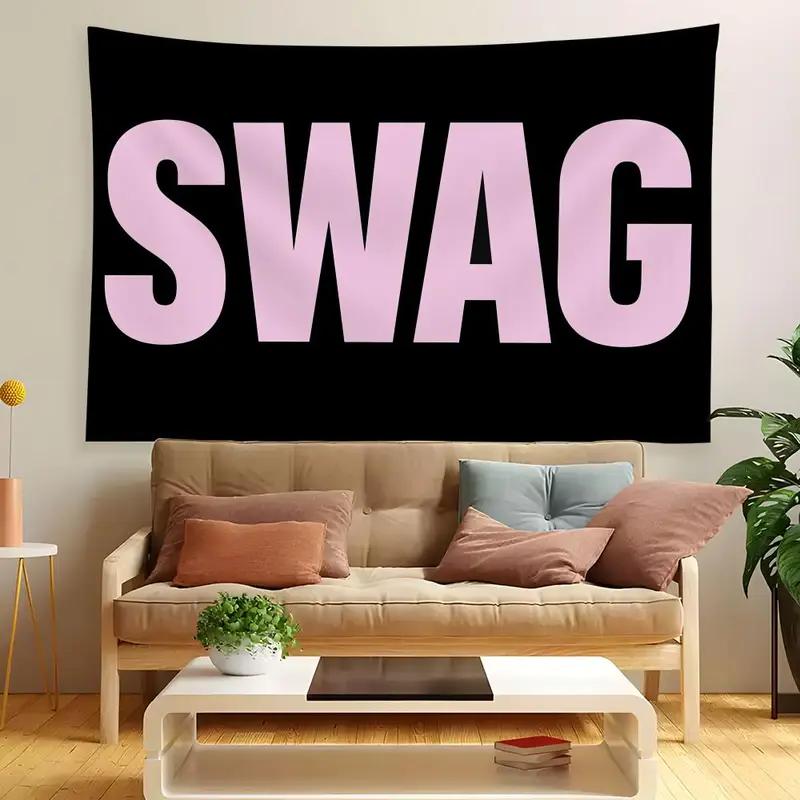 

SWAG Alphabet Tapestry Wall Hanging Hip Hop Aesthetics Bedroom Dormitory Decoration Polyester Wall Decoration 74x94cm(29x37in)