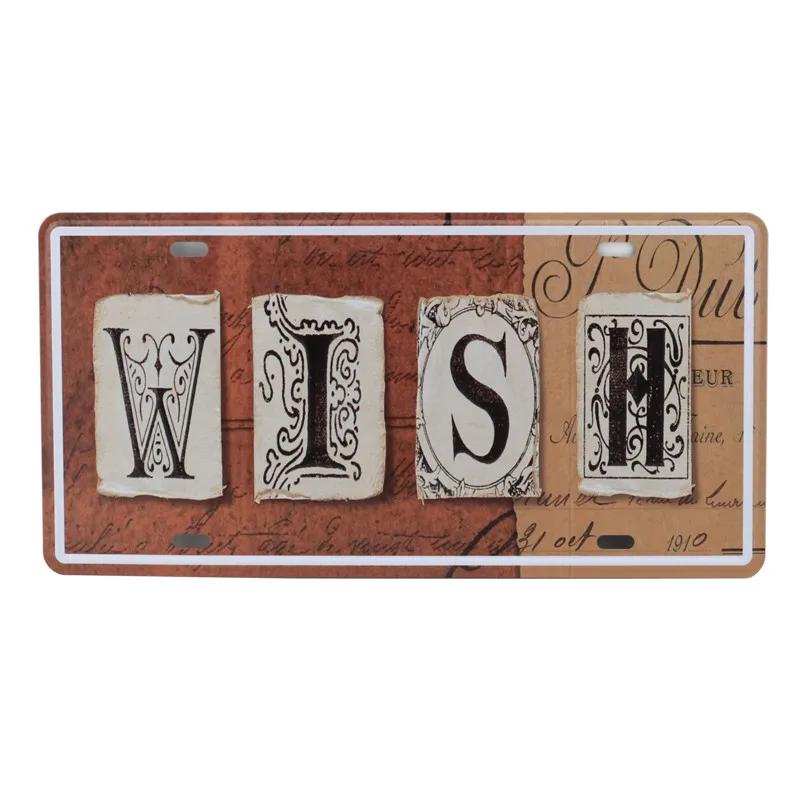 Text Signs Welcome Love Family Warm-Hearted Word Metal Plate Car License Tin Sign Wall Pin Up Tin Sign Retro Craft Iron Painting